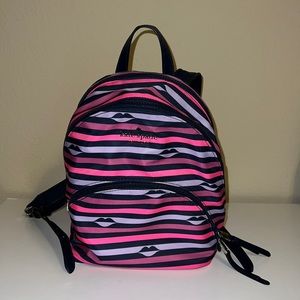 Kate Spade Backpack: strips and lip print